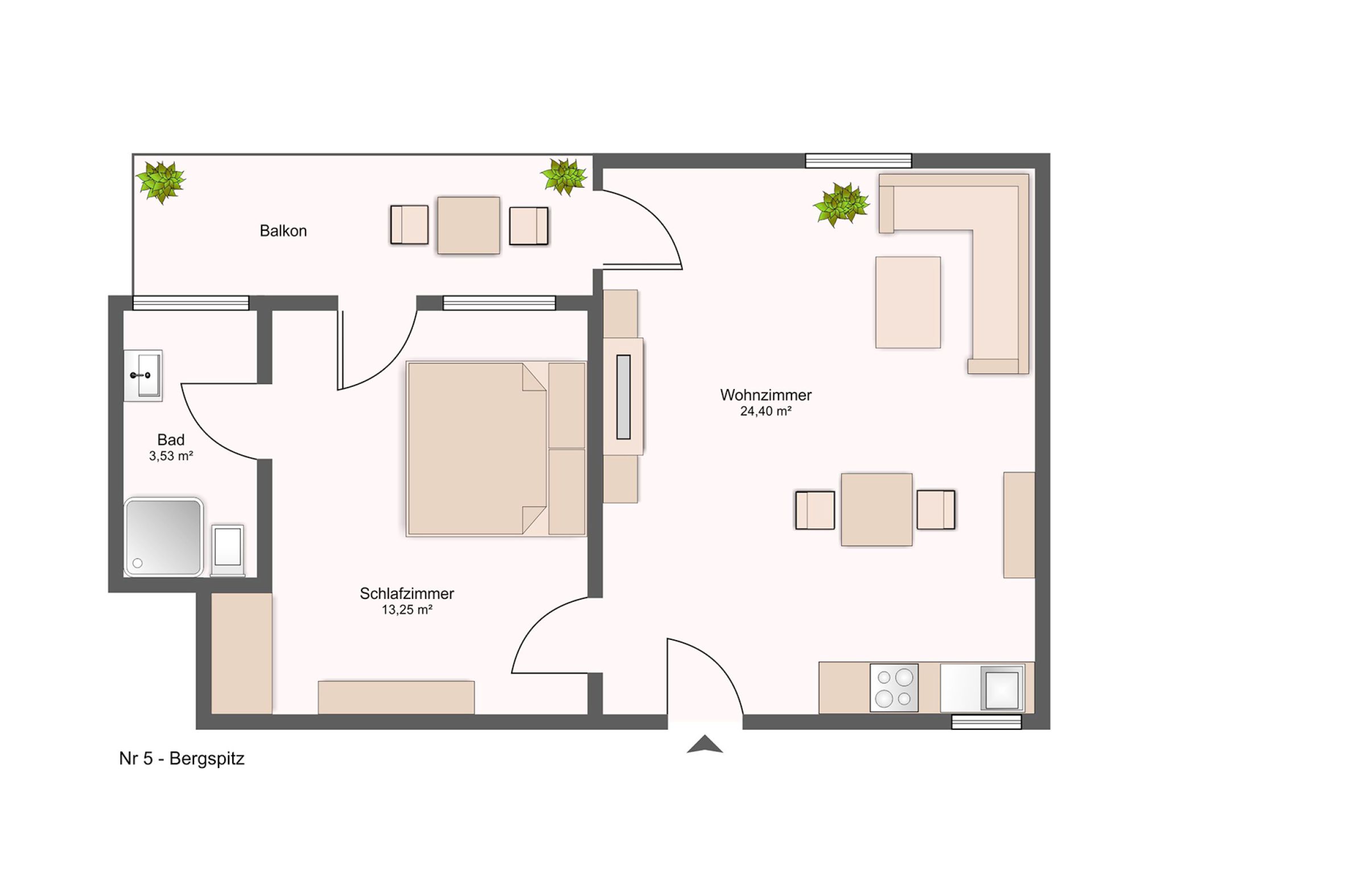 Grundriss der Ferienwohnung Bergspitz