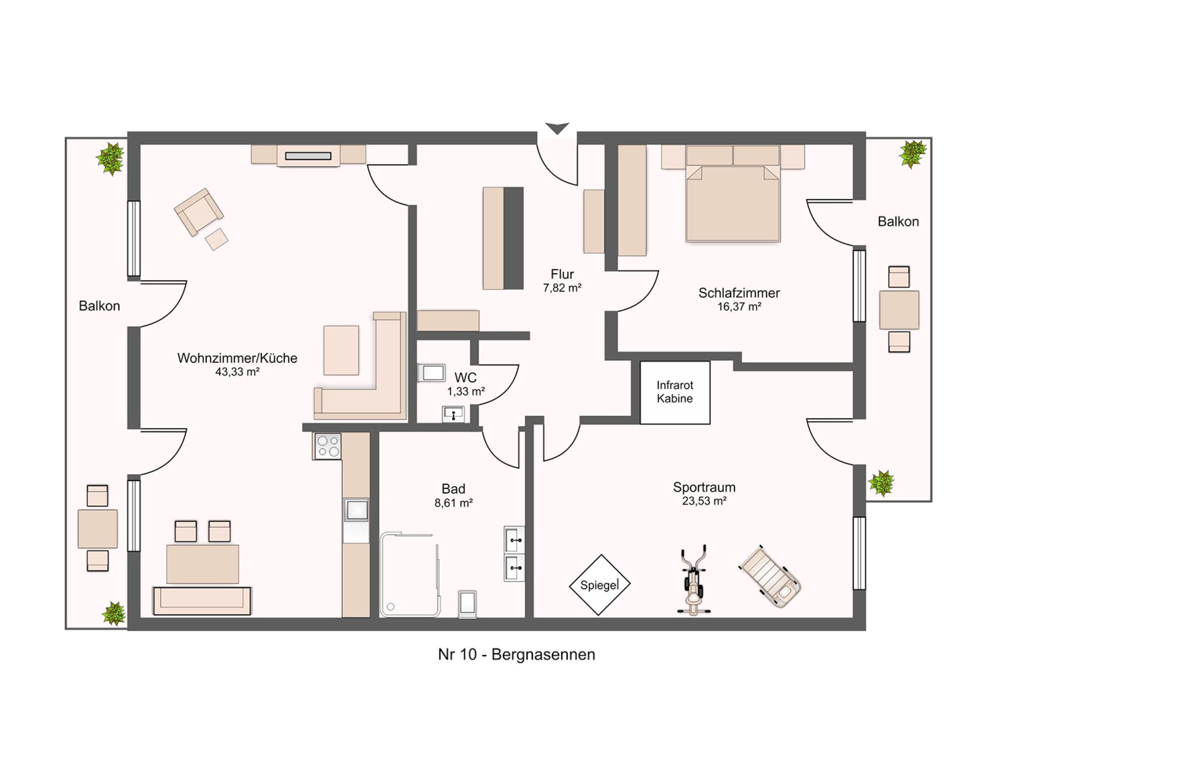 Grundriss der Ferienwohnung Bergnasennen Grundriss der Ferienwohnung Bergnasennen