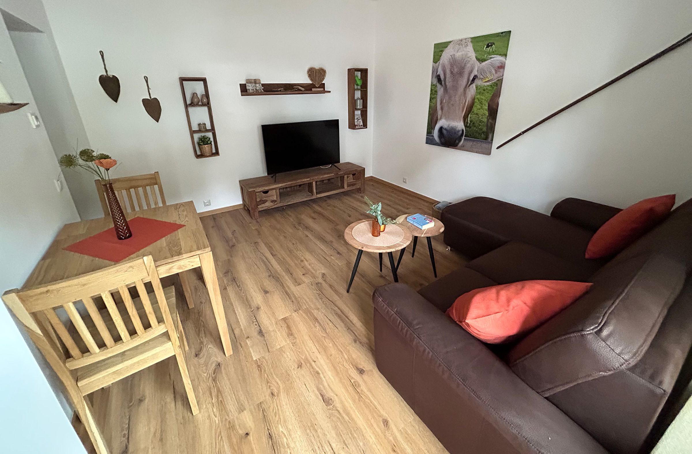 Wohn-Essbereich in der Ferienwohnung Pudelwohl
